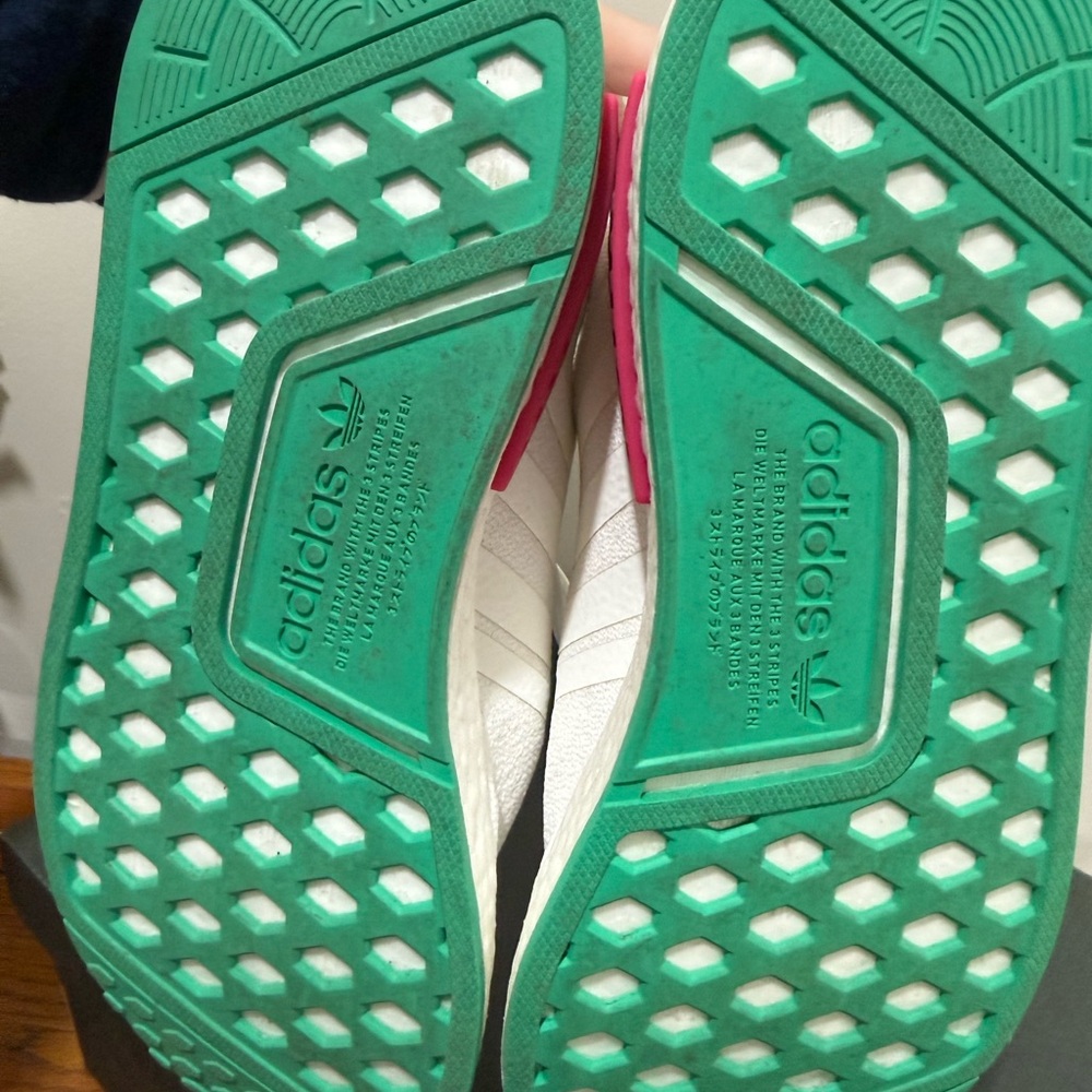 adidas Women’s White Sneakers with Pink & Teal Accents - Picture 4 of 6